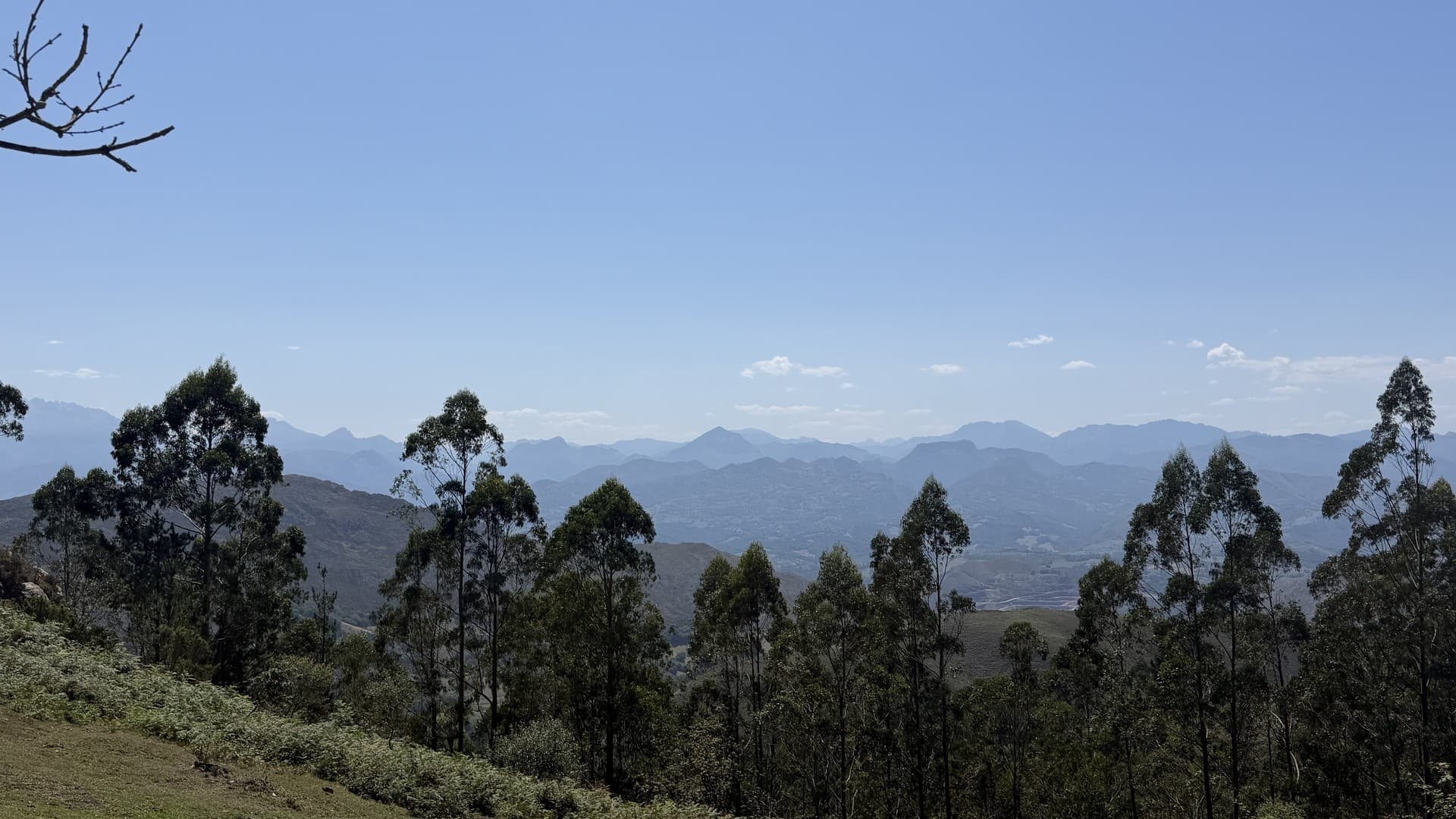 Clear skies over the mountains of northern Spain after outrunning the clouds